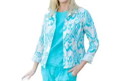 Pure Amici Print Jean Jacket In Turquoise