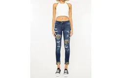 Kancan Vienna Mid Rise Super Skinny Jeans In Medium Stone Wash