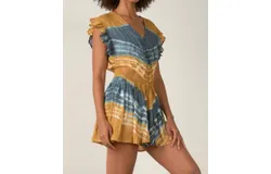 Elan S22 Dress Smock Waist In Gold Navy Wave