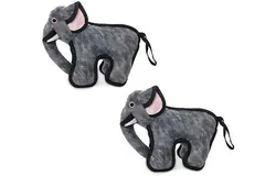 World&apos;s Tuffest Soft Dog ToyZoo Elephant -Multiple Layers&period; Made Durable&comma; Strong & Tough&period; Interactive Play &lpar;Tug&comma; Toss & Fetch&rpar;&period; Machine Washable & Floats&period; &lpar;Junior 2 Pack&rpar;