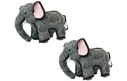 World&apos;s Tuffest Soft Dog ToyZoo Elephant -Multiple Layers&period; Made Durable&comma; Strong & Tough&period; Interactive Play &lpar;Tug&comma; Toss & Fetch&rpar;&period; Machine Washable & Floats&period; &lpar;Regular 2 Pack&rpar;