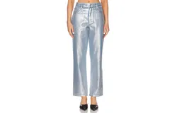Show Me Your Mumu Icon Straight Jean In Silver Coated Denim