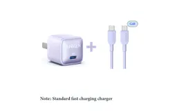 Anker mobile phone fast charging wall charger Apple 15 set purple &plus; 0&period;9m C-C fast charging cable