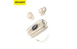 awei Bluetooth 5&period;3 version ear clip ear bone conduction headphones good sound quality long battery life sports headphones-cream