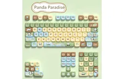 Keycaps Cartoon Animal Theme 120Keys Cute Keycaps for68&sol;75&sol;84&sol;98&sol;100&sol;104&sol;108 Mechanical Keyboard Switch Mechanical Keyboard &lpar;Panda Paradise&rpar;