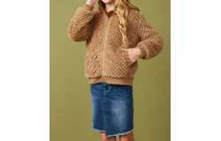 Hayden Girls Quilted Plush Hooded Jacket In Mocha