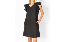 Look Mode Usa Linen Breeze Sheath Dress In Black