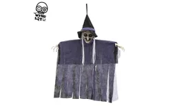 Halloween witch decorative props voice-activated light-emitting gauze hanging ghost hanging decorations set party outdoor scene decoration props-Purple Witch 100cm