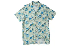 Grayers Men Vintage Hawaiian Batik Print Shirt In Green&sol;light Blue