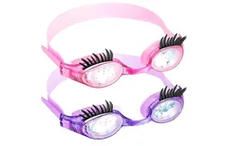 2 Pieces Kids Swim Goggles with Eyelashes&comma; No Slip Leak Goggles Anti Fog