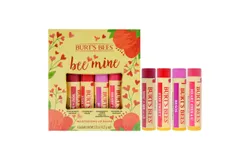 Bee Mine Moisturizing Lip Balm Set by Burts Bees for Unisex - 4 Pc 0&period;15oz Watermelon Lip Balm&comma; 0&period;15oz Dragonfruit Lemon Lip Balm&comma; 0&period;15oz Strawberry Lip Balm&comma; 0&period;15oz Pomegranate Lip Balm