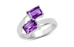 2 Ct Genuine Amethyst &period;925 Sterling Silver Ring For Women