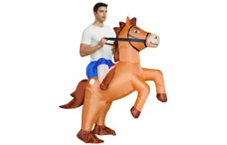 Inflatable Costume Adult Ride On Horse Costumes Cowboy Air Blow Up Funny Riding Horse Suit for Men Women Halloween
