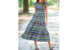 Elizabeth James The Label Lila Dress In Ikat Stripe