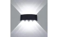 8W Waterproof Modern Wall Light LED Wall Lamp Aluminum LED Wall Sconce Up Down Indoor Outdoor for Bathroom Bedroom Hallway Porch Corridor Hotel Doorway Garden Pathway&comma; Black 6000K