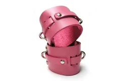 KL Pink Bound Leather Wrist Cuffs