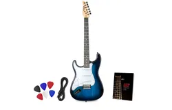 LyxPro CS Left Handed 39” Electric Guitar & Electric Guitar Accessories&comma; Blue