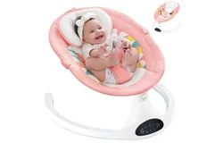 Baby Swings Electric Baby Swing Bluetooth Infant Swing Portable Rocker with 5 Speeds&comma; 1 Seat Position&comma; Remote Control&comma; Pink