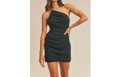 Lush Devyn Ruched Mini Dress In Black