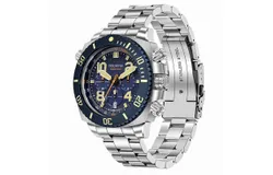 LIGE Deep Diving Watch Lasting Luminous Non-Mechanical Watch Seiko Movement Multifunction Stainless Steel Watch-silver blue