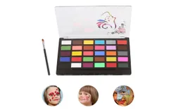 Watercolor Paint Set 30 Colors Set Professional Face Paint Kit with 1 Brush Safe & Non Toxic Water Based Face and Body Painting Makeup Palette Hypoallergenic Facepaints for Halloween Cosplay Costume