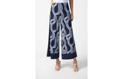 Joseph Ribkoff Abstract Print Wide-Leg Pant In Midnight Blue&sol;vanilla