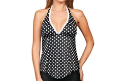 Eco Swim Halter Tankini Top In Eco Pearl Dot