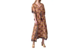Printfresh Charming Cheetahs Caftan Dress In Mushroom