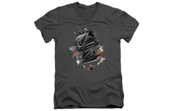 Batman V Superman Bat Head Tech Short Sleeve Adult V Neck Premium Cotton Tee &sol; T-Shirt