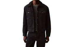 Calvin Klein 90S Sherpa Denim Trucker Jacket In Blue Black Stone