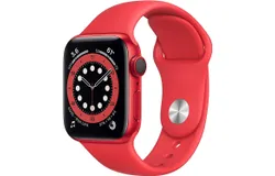 Apple Watch Series 6 (GPS + Cellular, 44mm) - RED Aluminum Case with RED Sport Band (Renewed)