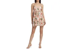 Alice &plus; Olivia Women&apos;s Lorelle Babydoll Pastel Floral Eyelet Mini Dress