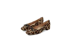 French Sole Mabel Square Toe Pump Shoe In Beige Leopard