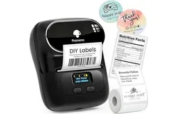 Phomemo Label Printer - M110 Thermal Label Printer&comma; Upgraded Bluetooth Portable Label Maker for Product&comma; Address&comma; Small Business&comma; Sticker&comma; Home&comma; DIY for Phone&sol;Tablet&sol;PC&sol;Mac&comma; with 100 Labels&comma;black