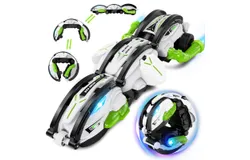 2024 Upgrade Remote Control Car - RC Cars 360° Roll Stunt Snake Car with LED Lights -White