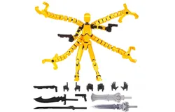 T13 Action Figure Assembly Completed&comma; Upgraded 3D Printed T13 Action Figure&comma; The Dummy 13 is Very Suitable for Office Desks and Birthday Cake Decorations &lpar;Yellow&rpar;