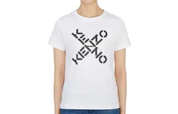 Kenzo Women&apos;s White Black Logo Short Sleeve T-Shirt