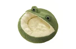 Semi-Enclosed Cat Bed Small Adorable Frog Pet Nest for Dogs and Cats Comfortable Breathable Plush Cat Cave Indoor Warm Sleeping Beds