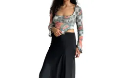 Luna Del Pinal El Mantel Stretch Weave Long Corset Top In Mandarin Tree