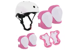 Kids outdoor skateboarding&comma; Bike Helmet Toddler Helmet Kids Sport Protective Gear Set-White&sol;Pink