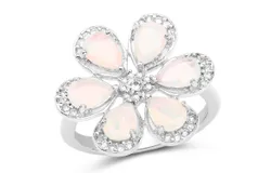 1&period;71 Carat Genuine Ethiopian Opal And White Topaz &period;925 Sterling Silver Ring Ring