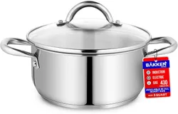 3-Quart Stainless Steel Stockpot w&sol;Tempered Glass See-Through Lid - Simmering Delicious Soups Stews & Induction Cooking - Exceptional Heat Distribution - Heavy-Duty & Food-Grade