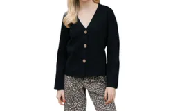 Lalavon Button Up Cardigan In Black