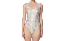 Carmen Marc Valvo Classic Zipper One Piece Swimsuit In Weave Ivory