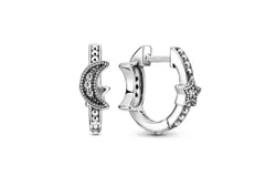 Pandora Women&apos;s Crescent Moon And Star Earring In Silver