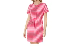 Tommy Bahama Drawstring Waist Dress In Pink Stripe