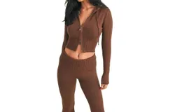 Kimberly C Lissy Slim Fit Zip Up Sweater Hoodie In Chocolate