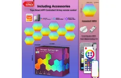 Hexagonal quantum light board&comma; LED wall lights for gaming and smart home DIY decoration synchronized with music&comma; night lights for interior decoration Doodle WIFI&plus;BLE-10 packages
