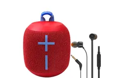 Ultimate Ears WONDERBOOM 2 Portable Bluetooth Speaker &lpar;Radical Red&rpar; &plus; JBL T110 in Ear Headphones Black