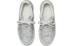 Tory Burch Women&apos;s Ladybug Lace Up Sneaker&comma; Silver Glitter&sol;Blanc